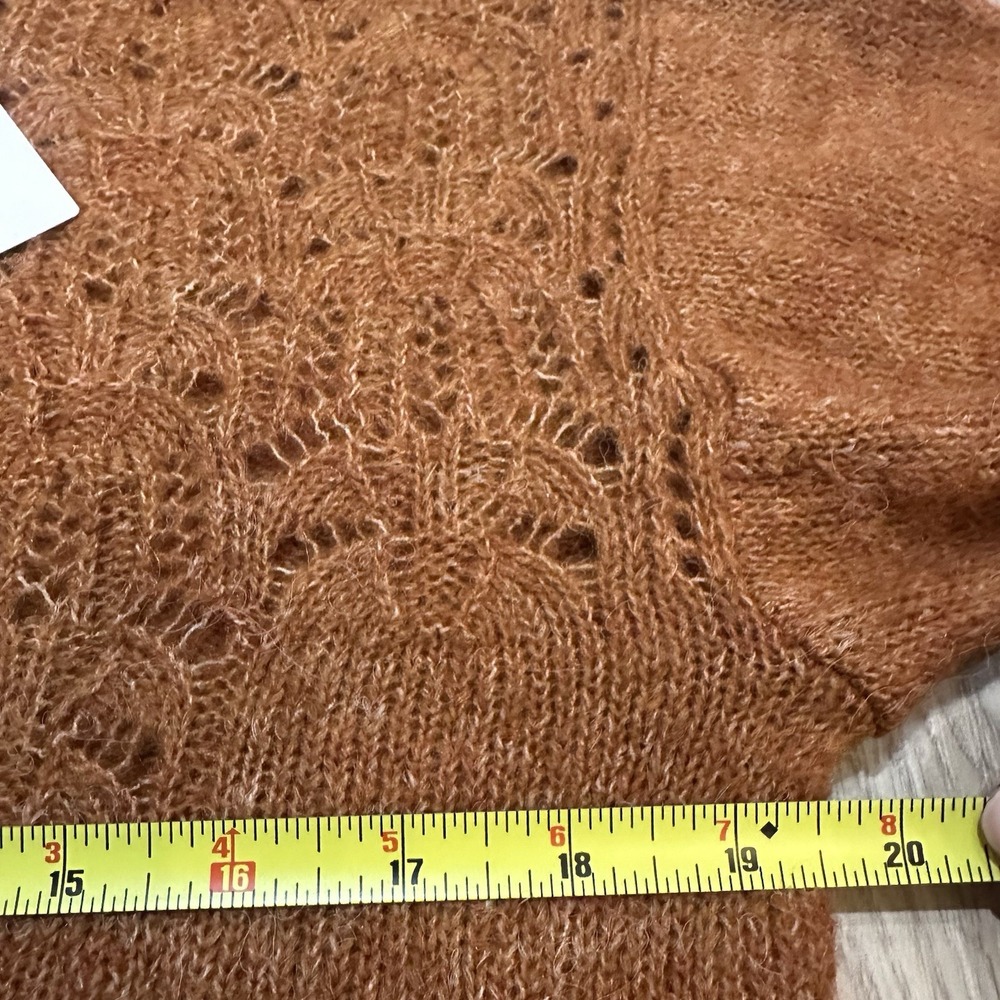 NWT MNG Mango Open Work-Detail Sweater Women's Sz M Rust Cottagecore Boho Fall - Picture 6 of 8